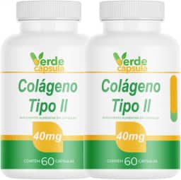 Kit 2 Colágeno Tipo 2 40mg 120 Cápsulas - Colágeno Não Desnaturado (Não Hidrolisado) - Suplemento Alimentar em Cápsulas - Verde Cápsula