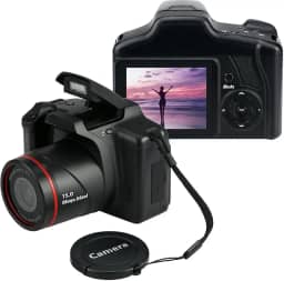 Acuvar Câmera digital de 16 MP, mini câmera compacta estilo SLR com LCD de 2,4 polegadas, zoom de 16x, sensor CMOS – câmera vlogging aponte e atire para fotografia, YouTube, crianças, iniciantes e
