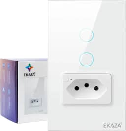 EKAZA INTERRUPTOR WIFI 2 BOTÕES PRETO COM TOMADA 20A