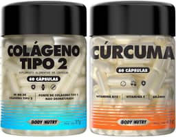 Body Nutry - Kit Colágeno Tipo 2 40Mg + Cúrcuma 60 Cápsulas Concentrado - Joelhos e Articulações Selenio Vitamina B12 + E - 120 Doses Suplemento Alimentar Sem Glúten - Matéria Prima Importada