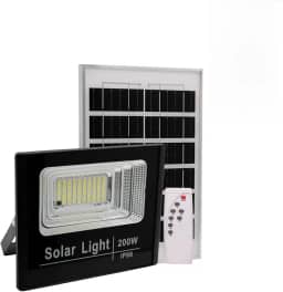 Refletor Led Solar Holofote 200w Placa Bateria Prova Dágua