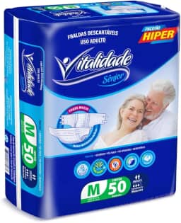 Fralda Descartável Adulto Geriátrica Vitalidade Sênior Incontinência Pacotão Fita (Tamanho M: 40 a 70 kg)