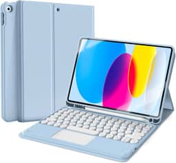 WB Capa com Teclado e trackpad para iPad 10ª e 11ª Geração 10.9" Polegadas com Auto Hibernação (Azul)