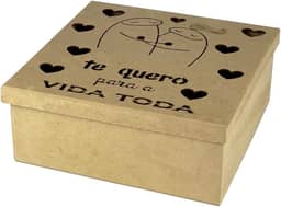 Caixa Em Mdf Meme Flork Dia Dos Namorados Amor Frases Natal Presente Surpresa Coração Festa na Caixa 25cm x 25cm x 10cm