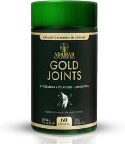 Gold Joints Adamah - Colágeno Tipo 2 + Glucosamina + Condroitina e Cúrcuma - Suplemento para Articulações e Joelho - Fórmula Completa - 60 Cápsulas