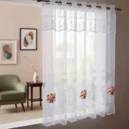 Cortina Cozinha Renda Transfer Cozinha 2,50cm X 1,20cm Cortina P/Varão De 2M (Flor 1)