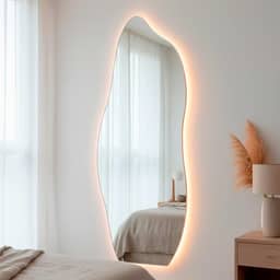 Espelho Orgânico Flame com Led 170x70 Grande de Parede Decorativo para Sala Quarto Banheiro (Led Quente)