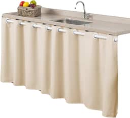 Cortina pra Pia Microfibra 2,80M x 80CM Cozinha e Lavanderia Simples Cores Vivas Revenda (PALHA)