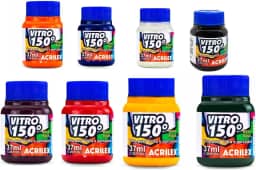 Kit de tinta para Vitro 150 graus tinta para Vidro E Porcelana Acrilex Kit com 8 Cores