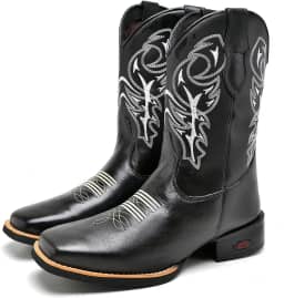 Bota Texana Couro Krn Shoes Com Salto Quadrado Costura Reforçada Sola Borracha
