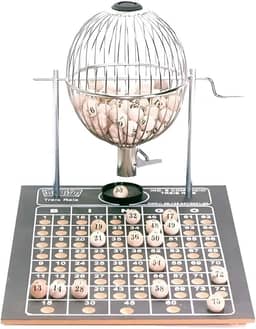 Kit Jogo de Bingo Profissional com Globo Metálico N°2 Médio, 75 Bolinhas, 300 Cartelas