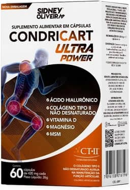 Colágeno Tipo Il + Vitamina D3 + Magnésio + Ácido Hialurônico + Msm Condricart Ultra Power 60 Cápsulas Sidney Oliveira