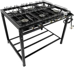 Fogão Industrial 6 Bocas Alta Pressão Ferro Fundido Preto 95x70x80 cm com Mangueira e Registro