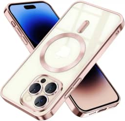 Capinha Case Capa Transparente Magnética Anti Impacto Slim Luxo Premium Proteção de Câmera Para iPhone (Rose, iPhone 13 Pro Max)