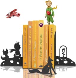 SUPORTE APARADOR PORTA LIVROS BOOKENDS PEQUENO PRÍNCIPE RAPOSA ROSA PECULIARTES