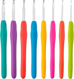 Kit 8 Agulhas Crochê Amigurumi Bordado Tricô Com Cabo Emborrachado 2.0 a 5.5 mm (Multicolor)