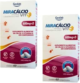 Kit Miracalcio Cálcio 600MG + Vitamina D 400UI 60CP 2 Caixas