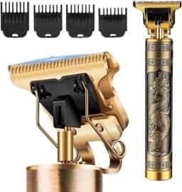 Máquina Profissional Dragão - Ferro - Acabamento Sem Fio Cabelo Barba Pezinho Personalizada Com Limitador de Lamina Ajustável - Recarregável Bateria 2000mA - Kit Conjunto 4 Pentes Óleo