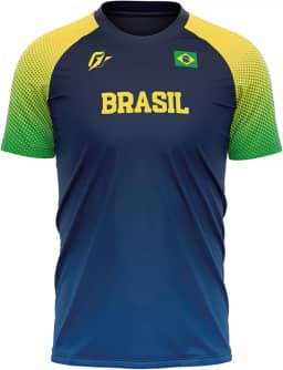 Camiseta Filtro UV Brasil Esportiva Torcida Futebol Seleção Azul