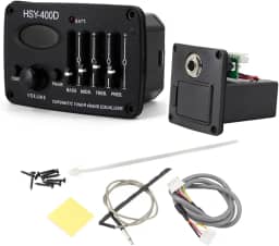 Hsyok Captador Para Violão Acústico - Pré-Amplificador De Equalização 4 Bandas Com Piezo E Tela Lcd (Hsy-400D)