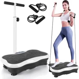Plataforma Vibratória, Vibration Plate Exercise Machine With Waist, Lataforma de Vibração para Treino de Corpo para Perda de Peso, Plataforma de Vibração para Treino de Corpo Inteiro（110v）