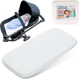 Colchonete P/Carrinho Bebê Moisés Universal Capa Removível Macio Enxoval Monolo (Branco)