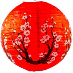 Luminária Japonesa Papel 40 cm Vermelha Sakura