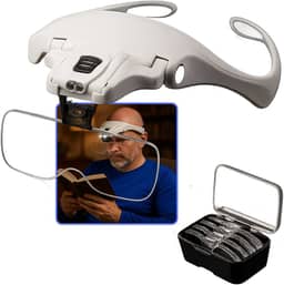 Óculos Lupa de Cabeça com LED e 5 Lentes Intercambiáveis para Estética, Joalheria, Odontologia e Eletrônica Entrega Imediata