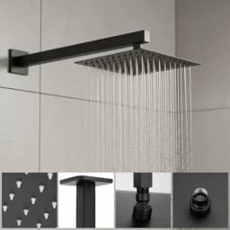 Ducha Externa Piscina Jardim Inox Quadrada 30x30 Preto Black