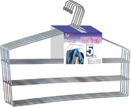 Cabides Para Calças Triplo Kit 5 Unidades Organizador Reforçado Aço Cromado - Big Mix