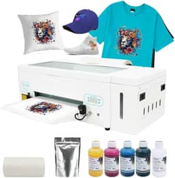 Impressora A3 DTF L1800, máquina de transferência Dtf com circulação de tinta branca direta para impressão de filme para impressão DIY (impressora + software + tinta de 5 x 250 ml + filme)