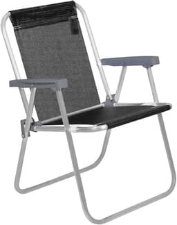 Bel - Cadeira de Praia Alta Lazy em Alumínio Preta