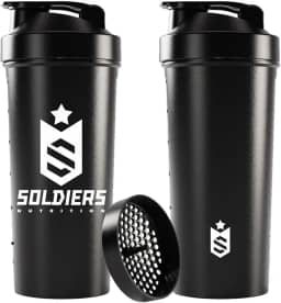 Coqueteleira Slim 600ml - Soldiers Nutrition (Preta Logo Branco)