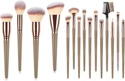 Kit de Pincéis de Maquiagem 15 Peças - Cerdas Sintéticas Macias - Completo para Todos os Tipos de Make