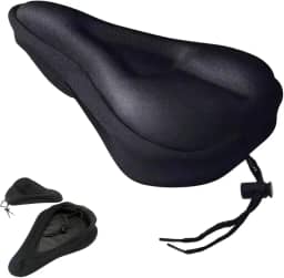 Capa de Selim em Gel Anatômica para Bicicleta, Preta, Material em Gel e Poliéster, Ajustável, para Ciclismo, Spinning,BMX,Mountain Bike e Ergométrica