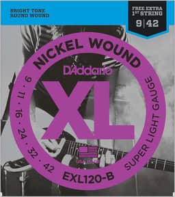 Encordoamento Para Guitarra .009-.042 Com Corda Extra PL009 D'Addario XL Nickel Wound EXL120-B