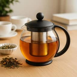 Chaleira de Vidro com Infusor Inox 750ml – Design Moderno, Suporta 130ºC, Ideal para Chás, Café e Bebidas Naturais