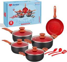 Duralar Conjunto de Panelas em Cerâmica Antiaderente, 8 Peças, Compatível com Fogão de Indução