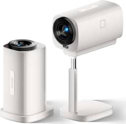 Mini Portatil 5G Wifi 5.0 Android 13, Projetor 4K 1280P Full HD Suporte 5800 Lumens, Projetor Led Auto de Correcção Trapezóide Horizontal, 90°Girável Projector para Telefónico