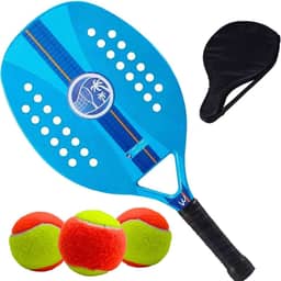 Kit Raquete Para Beach Tennis Profissional em Fibra Carbono Com Capa Protetora e 3 Bolinhas de Beach Tennis Para Iniciantes e Profissionais