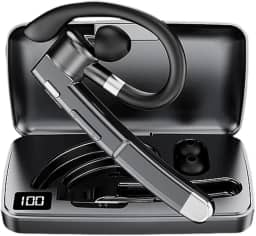 Fones de Ouvido Bluetooth 5.3 Com Cancelamento de Ruído ANC Gancho de Orelha Intra-auricular Toque Inteligente Preto