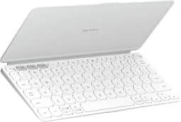 Teclado Sem Fio Portátil Logitech Keys-To-Go 2 para Tablets, iPad, iPhone, macOs e Windows, com Capa Integrada, Conexão Bluetooth e Easy-Switch para até 3 Dispositivos - Cinza Claro