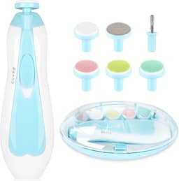 Aparador de unhas elétrico para bebês, cortador de unhas de bebê, lixa de unha 6 em 1, conjunto de manicure para bebês ou adultos (azul)
