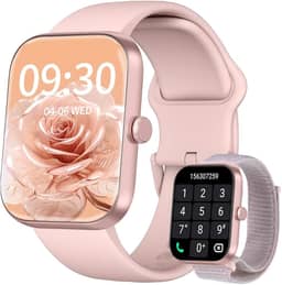 Smartwatch Feminino, Tela HD de 1,91" Relógio Fitness com Alexa, 100 Esportes, Frequência Cardíaca e Monitoramento do Sono, IP68 à rova d'água, Compatível com Android iOS, 2 Pulseiras (Rosa)