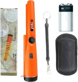 Detector de Metais Portátil à Prova D'Água com Bateria 9V Pinpointer GP para Ouro e Prata Moedas e Itens Pequenos Vibração + Som Cor Laranja