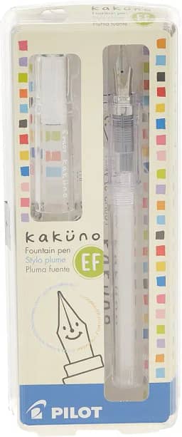 PILOT Caneta-tinteiro Kakuno, barril transparente, ponta extrafina (10816)