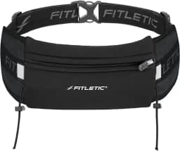 Fitletic - Cinto de Corrida Ultimate I Race para Triatlos, Maratonas - Resistente à Água, Leve, Discreto e Patenteado sem Salto - Ajuste Duplo Ultra Macio - Preto