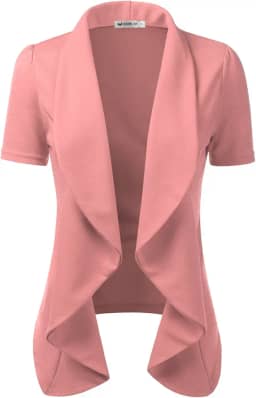 Blazer casual drapeado com babados, manga curta, básico, aberto na frente, cardigã feminino com terno plus size para trabalho e escritório