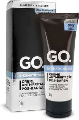 Pós-barba anti-irritação, com enzimas naturais cicatrizantes, peles ultra sensíveis, anti foliculite, pelos encravados, vermelhidão, eficácia comprovada, vegano, Go Man