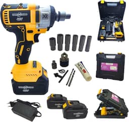 Chave de Impacto 48V, Parafusadeira e Furadeira Recarregável Bivolt com 2 Baterias de 2000mAh, Velocidade de até 2300 RPM – Ferramenta Versátil para Uso Profissional e Doméstico.